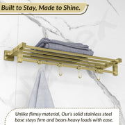 Plantex Stainless Steel 24 Inch Towel Rack for Bathroom/Towel Stand/Towel Holder/Towel Bar/Bathroom Accessories - Pack of 1, Aqua (Brass Antique)