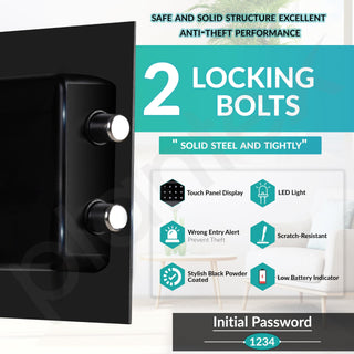 Plantex 56 Litre Digital Safe Locker For Home/Safety Locker Box with Biometric Fingerprint,Touchscreen & Emergency Key/Perfect Security Solution for Valuables/2 Years Warranty By Plantex - Black