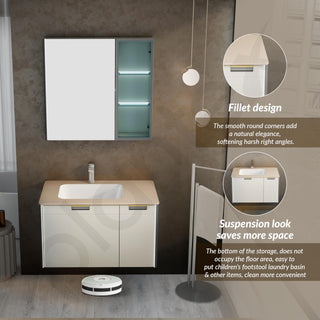 Plantex Wash Basin with Cabinet Full Set/Rectangle Bathroom Vanity/Bathroom Washbasin Cabinet with LED Mirror and Coupling (NZBC-37)