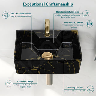 Plantex Wall Hung Basin for Bathroom/Ceramic Square Countertop Basin/Bathroom Sink/Black Washbasin for Home/Hotel (16x12.5x5 Inch)