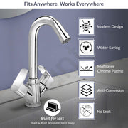 Plantex Brass Spindle Wash Basin Tap with Water Saving Aerator/Basin Mixer for Bathroom/Sink Tap for Kitchen Basin -(Saga-Chrome)