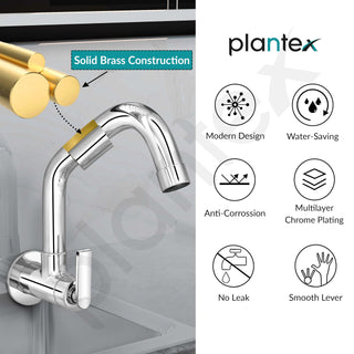Plantex Pure Brass Sink Tap for Kitchen Basin with 360° Extended Swivel Spout/Kitchen Tap with Water Saving Nozzle - 7 Year Warranty (BAL-511-Chrome Finish)