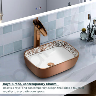 Plantex Ceramic Basin for Bathroom/Table Top Ceramic Wash Basin/Washbasin for Bathroom (14 x 10 x 5 Inch)