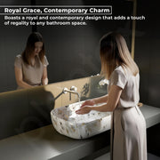 Plantex Basin for Bathroom/Ceramic Table Top Basin/Counter Top Wash Basin - (Alpha -NS-108, Marble Finish, 18 x 13 x 5.5 Inch)