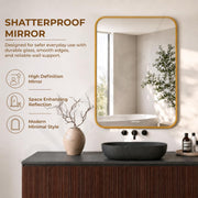 Plantex Aluminium Frame Mirror for Wall/Rectangle Wall Mount Mirror for Bedroom/Dressing Room/Living Room/Entryway - (20x28 Inch-Gold)