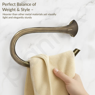 Plantex Smero Pure Brass Napkin Hanger for Bathroom/Hand Napkin Ring/Napkin Holder for Wash Basin/Bathroom Accessories - Contrive(Rich Antique)