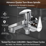 Plantex Pure Brass 2 in 1 Tap for Washing Machine with Water Saving Aerator/2-Way Bib Cock for Bathroom with Brass Wall Flange & Teflon Tape -7 Year Warranty-(PAC-1807-Chrome)