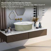Plantex Ceramic Table Top Washbasin for Bathroom/Countertop Basin/Oval Counter Top Wash Basin for Home/Office/Hotel (21x16x6 Inch - White&Green)