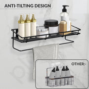 Plantex Bathroom Organizer Without Drill/GI Steel Multipurpose Bathroom Shelf/Wall Mounted Storage Rack/Towel Holder/Self Adhesive Bathroom Shelf- Wall Mount (Black)