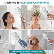 Plantex ABS Hand Shower for Bath/Self Cleaning Hand Shower/Rectangle Shower Head for Home & Hotel/Handheld Shower Without Hose Pipe - (Chrome, H326)