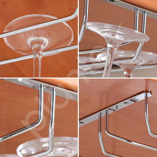 Plantex Wine Glass Rack/Holder Upside Down Glass Hanging Organizer/Glass Hanging Stand for Pubs/Kitchen/Bars (Double Line / 16 x 9 Inches)