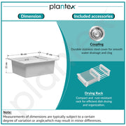 Plantex Undermount Sink for Kitchen with 10 Years Warranty by Plantex/Quartz Acrylic Kitchen Sink/Granite Single Bowl Kitchen Sinks with Coupling & Drain rack (Whiti -16x18 Inches)