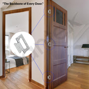 Plantex Stainless Steel Butterfly Hinges for Door/4 Inch x 14 Gauge Hinge/2.5 mm Door Hinge for Home/Office/Hotel/Non-Mortise Hinges - Pack of 24 (Chrome)