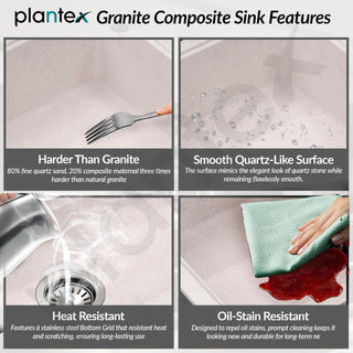 Plantex Undermount Sink for Kitchen/Quartz Acrylic Kitchen Sink with 10 Years Warranty by Plantex/Granite Single Bowl Sinks with Coupling (Rayon 32x20 Inches)
