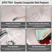 Plantex Undermount Sink for Kitchen/Quartz Acrylic Kitchen Sink with 10 Years Warranty by Plantex/Granite Single Bowl Sinks with Coupling (Rayon 32x20 Inches)