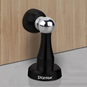 Plantex Stainless Steel 360 Degree 4 inch Door Magnet Stopper for Home/Office/Hotel Wall and Floor Mounted Soft-Catcher to Hold Wooden/Glass/PVC Door - Pack of 2 (Black Finish)
