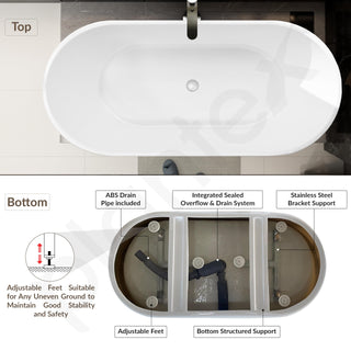 Plantex Freestanding Bathtub For Bathroom/Bath tub for Adults/Deep Soaker Bathtub with Overflow, Popup and Drain Pipe (BSM-203-White-1500mm)