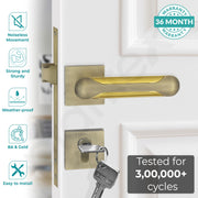 Plantex Triple Security Door Lock for Home/Main Door Lock Set with 3 Years of Warranty/Mortise Lock for Door with Brass Lock Body & Cylinder (7124, Brass Antique & Gold)