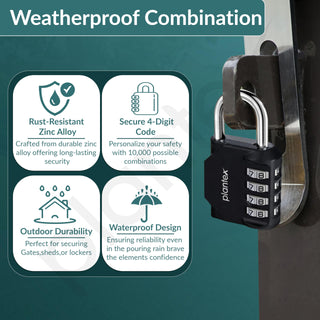 Plantex 4 Digit Combination Number Metal Lock/Zinc Alloy Locks for Luggage/Locks for Travel Bags for Luggage/Locks for Cabin Luggage/Travel Essentials - Pack of 2 (Black)