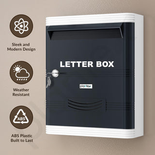 Plantex Durable Plastic Letter Box/Suggestion Box for Office/Post Box/Complaint Box/Letter Box for Home Gate with Key Lock/Mail Box - (Grey & White), Wall Mounted