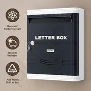 Plantex Durable Plastic Letter Box/Suggestion Box for Office/Post Box/Complaint Box/Letter Box for Home Gate with Key Lock/Mail Box - (Grey & White), Wall Mounted