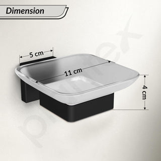 Plantex Stainless Steel Glass Soap Dish for Bathroom/Soap Holder/Soap Case/Soap Stand for Kitchen/Bathroom Accessories - Aqua (Black)