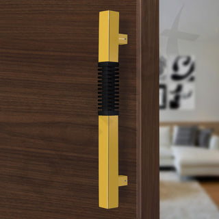 Plantex Door Handle/Stainless Steel Handle for Main Door/12 Inch Pull-Push Handle for Home/Office/Hotel - Pack of 1 (Gold and Black) - 3 Years Warranty