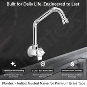 Plantex Kitchen Taps for Home Sink with Water Saving Nozzle for Kitchen Tap/360Ãƒâ€šÃ‚Â° Swivel Spout for Sink Tap for Basin with Brass Wall Flange -(PRI-311-Chrome)