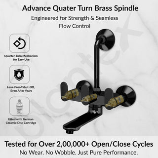 Plantex Brass Wall Mixer for Bathroom with L-Bend Connector for Shower/Mixer Tap/Mixer for Bathroom with 7-Year Manufacturer's Warranty-(Orn-218- Pvd Black)