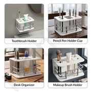 Plantex Acrylic Tooth Brush/Tumbler Holder/Stand for Bathroom Accessories - (White)