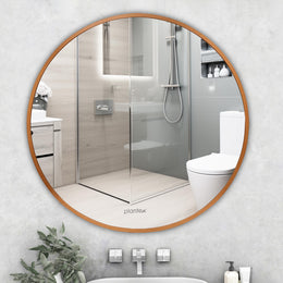 Plantex Mirror for Wall/Aluminium Frame Bathroom Mirror/Round Mirrors for Bathroom/Wall Mount Mirrors for Bedroom/Dressing Room/Living Rooms/Entryway - Shatterproof (24inch-Gold Brushed)