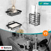Plantex GI Steel Bathroom Accessories/Soap Dish for Bathroom/Tumbler Holder/Soap Stand/Case for Wall - Black, Combo
