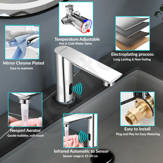 Plantex Brass Sensor Tap for Wash Basin with Brass/Touchless Basin Faucet/Electronic Pillar Tap for Wash Basin-(Chrome)