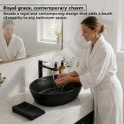 Plantex Designer Ceramic Basin/Table Top Wash Basin for Bathroom/Countertop Vessel Sink Basin for Home/Office/Restaurant (Matt Black, 22 x 14 x 7 Inch )