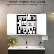 Plantex Premium Bathroom Cabinet with Mirror/ 304 Stainless Steel Bathroom Organiser with Mirror/Bathroom Mirror with Storage/Bathroom Accessories (18x18 Inch-Chrome/Double Door)