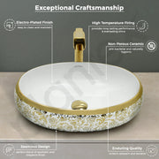 Plantex Wash Basin For Bathroom/Tabletop Designer Ceramic Basin/Countertop Vessel Sink Basin - Indo-European Collection - Pack of 1 (24 x 16 x 7 Inch)