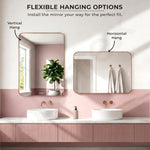 Plantex Aluminium Frame Mirror for Wall/Rectangle Wall Mount Mirror for Bedroom/Dressing Room/Living Room/Entryway - (24x32 Inch-Rose Gold)