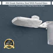 Plantex 304 Grade Stainless Steel 2in1 Soap Dish with Glass Tumbler Holder/Soap Stand/Tooth Brush Holder for Bathroom/Bathroom Accessories - Pack of 1 (Chrome)