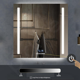 Plantex 32x32 Inch LED Bathroom Mirror Cabinet/SS-304 Grade Luxury Bathroom Organizer with Defogger,Bluetooth & Digital Display/Chrome/Triple Door Bathroom Cabinet