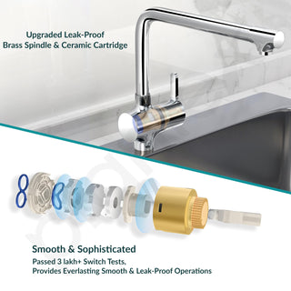 Plantex Pure Brass Sink Tap for Kitchen Basin with 360° Swivel Spout/Kitchen Sink Tap/Faucet for Kitchen with Brass Wall Flange and Teflon Tape (ORE-1412-Chrome)