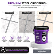 Plantex Lexora Epoxy Grout/3-Part Epoxide Resin Tile Grout/Floor & Wall Tiles Joints/Waterproof & Stain Proof/Bathroom & Industrial Use - 1 kg (Steel Grey)
