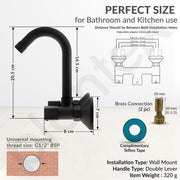 Plantex Sink Mixer Tap for Kitchen with 360Â° Swivel Spout/Hot and Cold Water Tap with Wall Flange and Teflon Tape/Brass Spindle Sink Tap (Black)