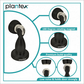 Plantex Magnetic Door Stopper|Door Magnet Stopper|gate Stooper for Main Door|Door Stopper for Main dooor - (4 inch,Black) Set of 2
