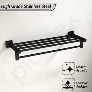 Plantex Stainless Steel 24 Inch Towel Rack for Bathroom/Towel Stand/Towel Holder/Towel Bar/Bathroom Accessories - Pack of 1, Aqua (Black)