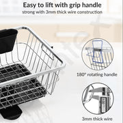 Plantex Stainless Steel Dish Drainer Basket for Kitchen Utensils/Dish Drying Rack with Drainer/Bartan Basket/Plate Stand Size - 23X9 Inch (Chrome)