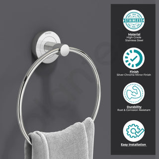 Plantex Stainless Steel Towel Ring for Bathroom/Wash Basin/Napkin-Towel Hanger/Bathroom Accessories (Chrome-Round) - (Pack of 4)