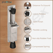 Plantex Kickdown Door Stoper Spring Loaded Telescopic Step On/Off Door Stopper Rubber, Adjustable Heavy Duty Door Locks Holder Stop/Release by Foot - Pack of 1 (Matt)