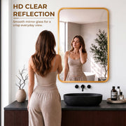 Plantex Aluminium Frame Mirror for Wall/Rectangle Wall Mount Mirror for Bedroom/Dressing Room/Living Room/Entryway - (24x32 Inch-Gold)