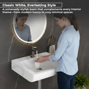 Plantex Ceramic Wall Hung Basin with 10 Years Glaze Warranty by Plantex/Washbasin for Bathroom/Wall Mounted Wash Basin/Sink for Living Room (Laric, White)