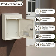 Plantex A4 Size Letter Box - Mail Box/Post Box/Letter Box for Home gate/Suggestion Box for Office- School/Complaint Box/Donation Box with Lock and Keys (Ivory) - Wall Mount